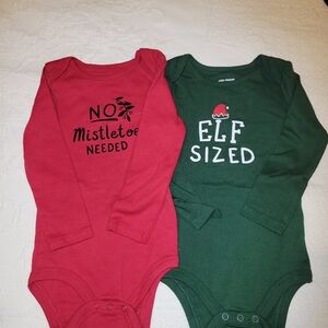Joe Fresh Red and Green Kids Christmas One Pieces sold as Set